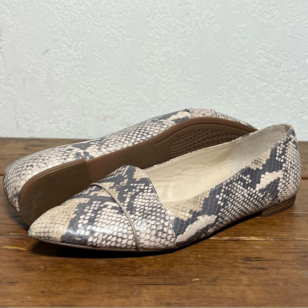 Cole Haan Ellora Skimmer Flats Python Snake‎ Print Leather Womens 6.5B